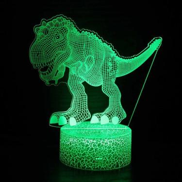 Imagem de Luz noturna, LED 3D, tiranossauro, dinossauros, mudança de cor - Yiwei
