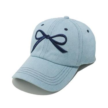 Imagem de Boné de beisebol jeans de algodão com laço bordado para mulheres - Yiw