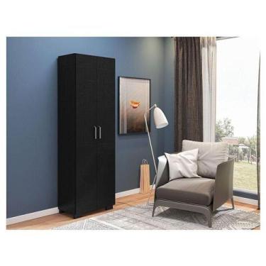 Imagem de Livreiro Ambiente Office Com Portas Grandes Preto Trama - Móveis Leão