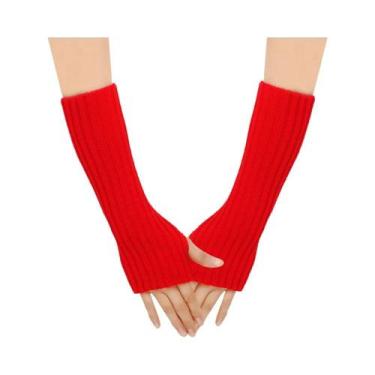 Imagem de Luvas De Lã Longas Unissex Para Homens E Mulheres, Punhos Elásticos Qu