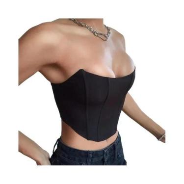 Imagem de Top Cropped Feminino Sem Mangas, Estilo Corset, Sexy, Costas Descobert