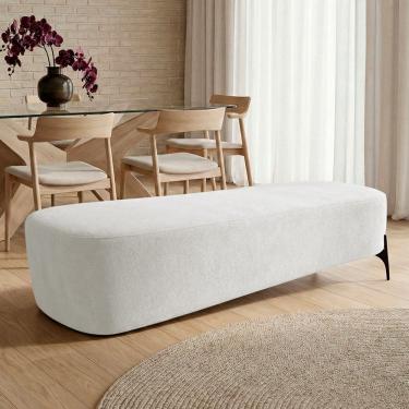Imagem de Puff Recamier Decorativo Orgânico Lavie 140cm Premium Bouclê Off White - Desk Design