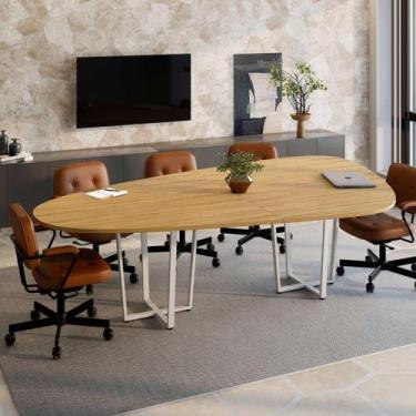 Imagem de Mesa de Reunião Orgânica 2,70m x 1,60m com Pés em Metal Tampo Bipartid