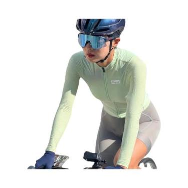Imagem de Camisa De Ciclismo Feminina Slim Fit De Manga Longa Respirável Secagem