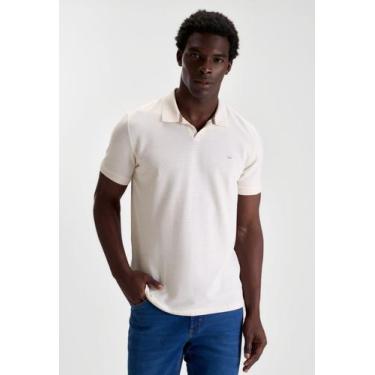 Imagem de Polo docthos slim manga curta texturizada gola v, 010 natural, GG