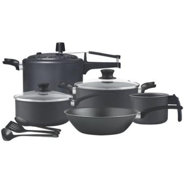 Imagem de Jogo de Panelas Panelux Antiaderente de Alumínio Grafite 8 Peças Magni