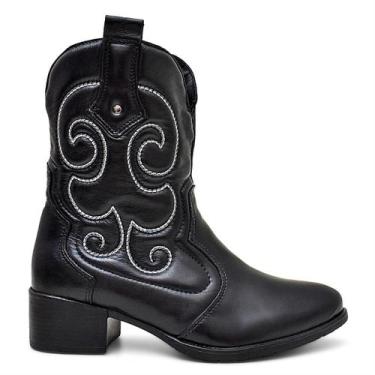 Imagem de Bota Feminina Texana Cano Medio Country Confortavel Cor Preto 33 ao 40