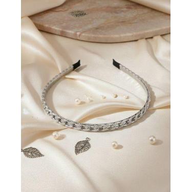 Imagem de Tiara Arco De Cabelo Metal Corrente Elos Luxo Moda Feminina - - PINK R