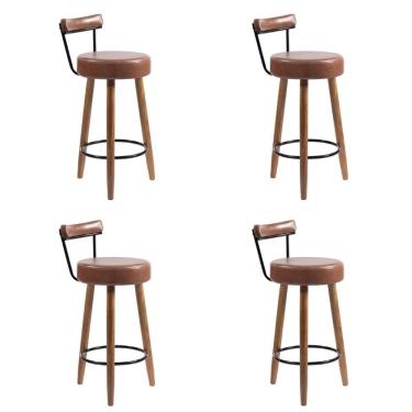 Imagem de Banqueta Alta Estofada Pés Palito Kit 4 Tília Sintético Café S08 - Mpozenato