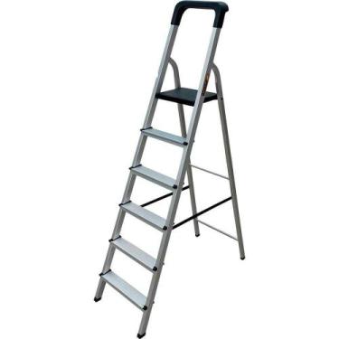 Imagem de Escada Em Alumínio 6 Degraus, 150 Kg, Esc0026 Botafogo - BOTAFOGO LAR 