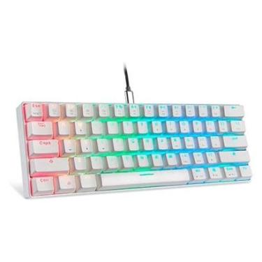 Imagem de Teclado Gamer Motospeed, RGB,  ABNT2, Branco, Switch Blue, USB Tipo-C, Branco - CK61-Unissex