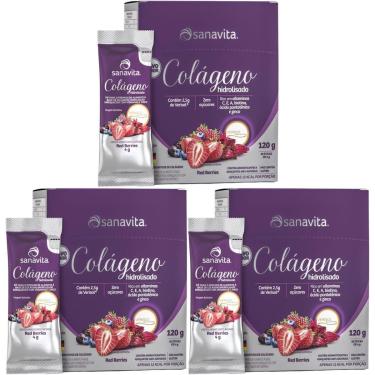 Imagem de Kit 3X Colágeno Verisol Hidrolisado - 30 Sticke de 4g Red Berries - Sanavita-Masculino