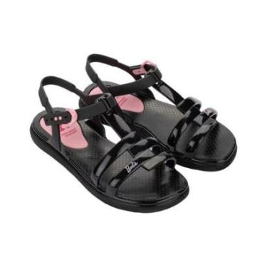 Imagem de Sandália Infantil Barbie Glass Preto Rosa Grendene Kids 23434-BX677-Feminino