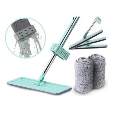 Imagem de Mop Flat 360 Esfregão para Limpeza de Piso Sem Balde com 1 Refil  Rodo