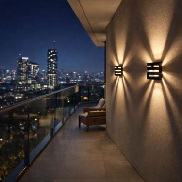 Imagem de 2 Arandelas de Parede Externa Interna Marrom + 2 Led 5w Branco Quente 