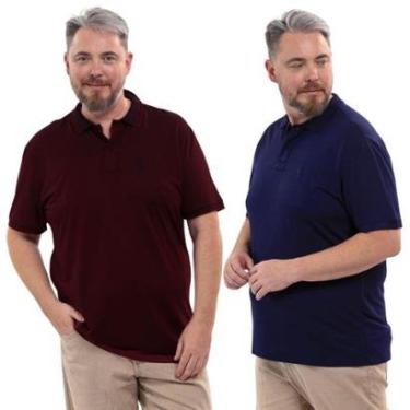 Imagem de Kit 2 Camisa Polo Masculina Plus Size Piquet Viscose Dry-Masculino