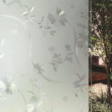 Imagem de Pelicula Adesiva Eletrostatica 3D para Porta de Vidro Flores Crisantem