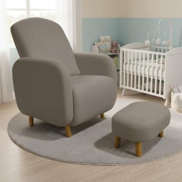 Imagem de Poltrona Amamentação Madeira e Puff Jhessy Suede D03 - D Rossi - DRoss