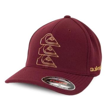 Imagem de Boné Quiksilver Flexfit Chrome Three Logo Red, M, Vermelho