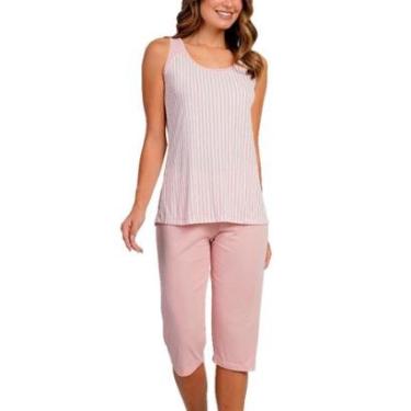 Imagem de Pijama Pescador Regata Podiun 265014 Feminino Listrado Liganete T. P/XG-Feminino