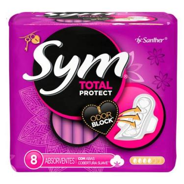 Imagem de Absorvente Sym Cobertura Suave com Abas 8 Unidades