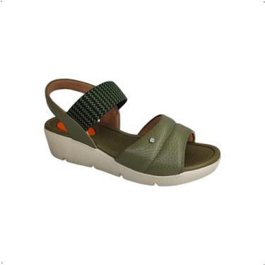 Imagem de Sandalia Anabela Casual Couro Ortopedico Elastico Al4304 - USAFLEX, 35