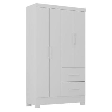 Imagem de Guarda Roupa Solteiro Primordial Max 4 Portas 2 Gavetas Branco Absoluto Semi Fosco - Za...