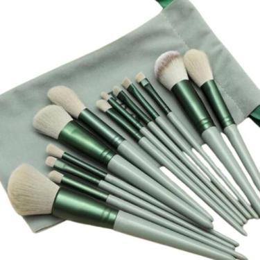 Imagem de Kit Com 13 Pinceis De Maquiagem Contorno Base Fino C/ Estojo - Sem Mar
