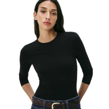 Imagem de Blusa Basica Manga Longa Feminina Hering 02QY, Preto, XXG