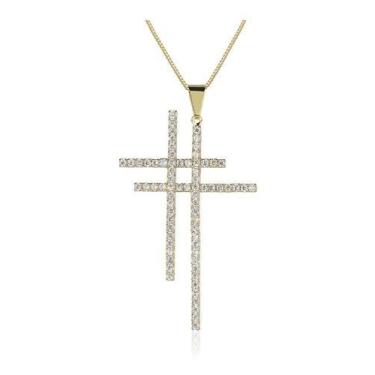 Imagem de Colar Hashtag Blogueiras Pedra Zirconia Dourada F. Ouro 18k - - De Cas