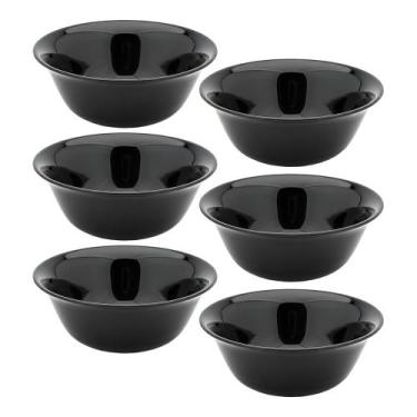Imagem de Jogo 6 Bowl Preto de Vidro Opalino Mini Tigela 12cm Sobremesa Molhos P