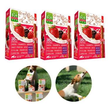 Imagem de Kit 3 Petisco Fit Pet Amora Morango Framboesa 50g