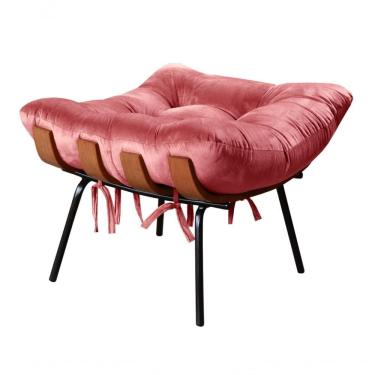 Imagem de Puff Costela Suede Rosa 280 com Pés Retos de Madeira e Enchimento de Fibra Siliconada Bella Decor