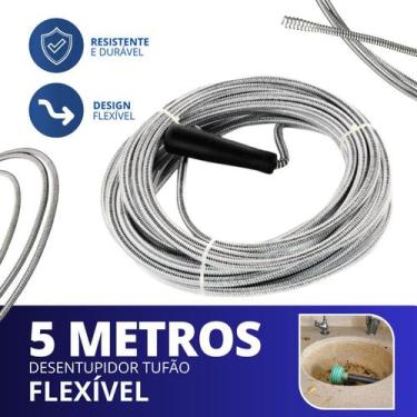 Imagem de Desentupidor De Pia Cano 5 Metros Desentupidor Mola Flexível Tubulação