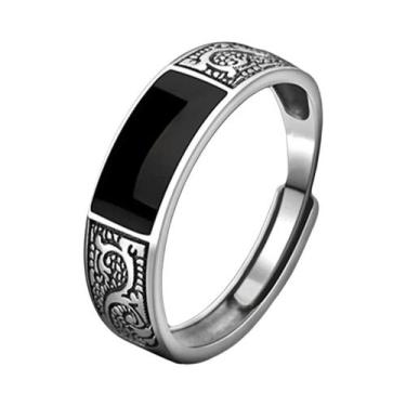 Imagem de Anel Masculino Vintage Ajustável De Aço Inoxidável Com Imitação De Ôni