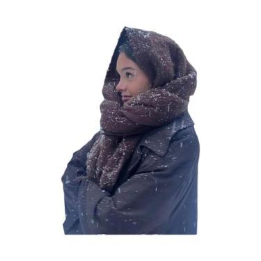 Imagem de Cachecol De Luxo Feminino Em Cashmere, Xale Grosso E Quente Com Franja