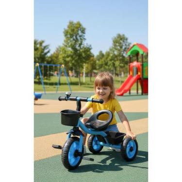 Imagem de 2x Triciclo Infantil 2 Cestinhas Azul - Passeio Divertido - Congratula