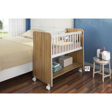 Imagem de Mini Berço Moiséis Rubi Nature/Branco com Colchão - Peternella