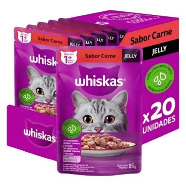 Imagem de Whiskas Sachê Adulto Carne Jelly 85g c/20 Unidades - Saúde Urinária Ga