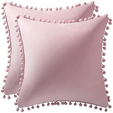 Imagem de Conjunto de 2 peças de capa de almofada de veludo grande para decoração de casa, capa de almofada, capa de almofada de sofá e quarto - rosa | 50 cm