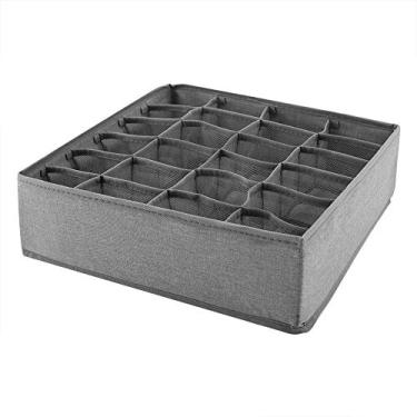 Imagem de Organizador de meias, organizador de meias de roupa íntima dobrável, 32 cm, 32 cm, 32 cm, 32 cm, 10 cm, caixas de armazenamento para gravatas, cachecóis, toalhas (cinza claro 24 grades)