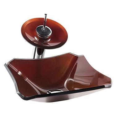 Imagem de Cuba Chanfrada 38cm + Torneira Cascata + Valvula - Kit Marrom