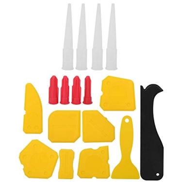 Imagem de Kit de ferramentas de calafetagem de 17 peças Ferramenta de acabamento de selante de silicone com raspador de de 9 peças e bico de calafetagem e tampas de calafetagem