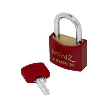 Imagem de Cadeado De Latão Papaiz Color Line Cr20 C/2 Chaves Vermelho