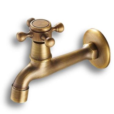 Imagem de Torneira Parede Bronze Cruzeta Banheiro Lavabo Jardim Retro