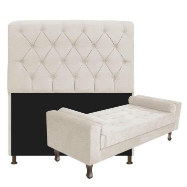 Imagem de Cabeceira Solteiro Lady e Recamier 100 cm kit Corano Bege