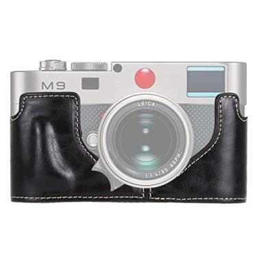 Imagem de HONGYAN capa da câmera 1/4 de polegada de linha de couro pu câmera metade da caixa para Leica M9 acessórios para câmera