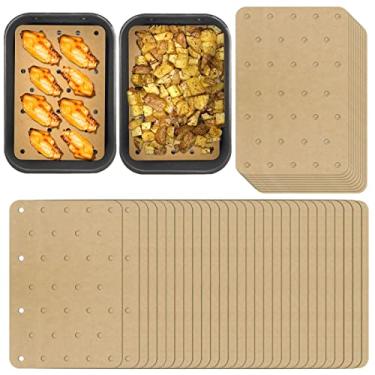 Imagem de Forro de papel descartável para fritadeira a ar com 200 folhas, compatível com Ninja DZ201/DZ401 Dual Airfryer Baking, retangular, perfurado, acessórios para fritadeiras a ar