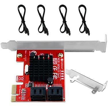 Imagem de FebSmart Placa de expansão PCI Express de 4 portas para 6 Gbps SATA 3.0 para PCs, servidores, NAS-Plug and Play no Windows, Mac OS, e Linux System-Marvell 88SE9215 Controlador PCIE SATA sem rações (FS-S4-Pro)