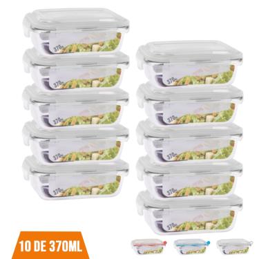 Imagem de Kit Com 8 Potes Vidro Hermético Click Glass Marmita 370ml